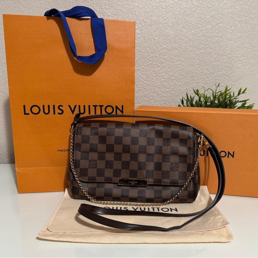❤️ EUC LOUIS VUITTON FAVORITE MM DAMIER EBENE HANDBAG CROSSBODY CLUTCH